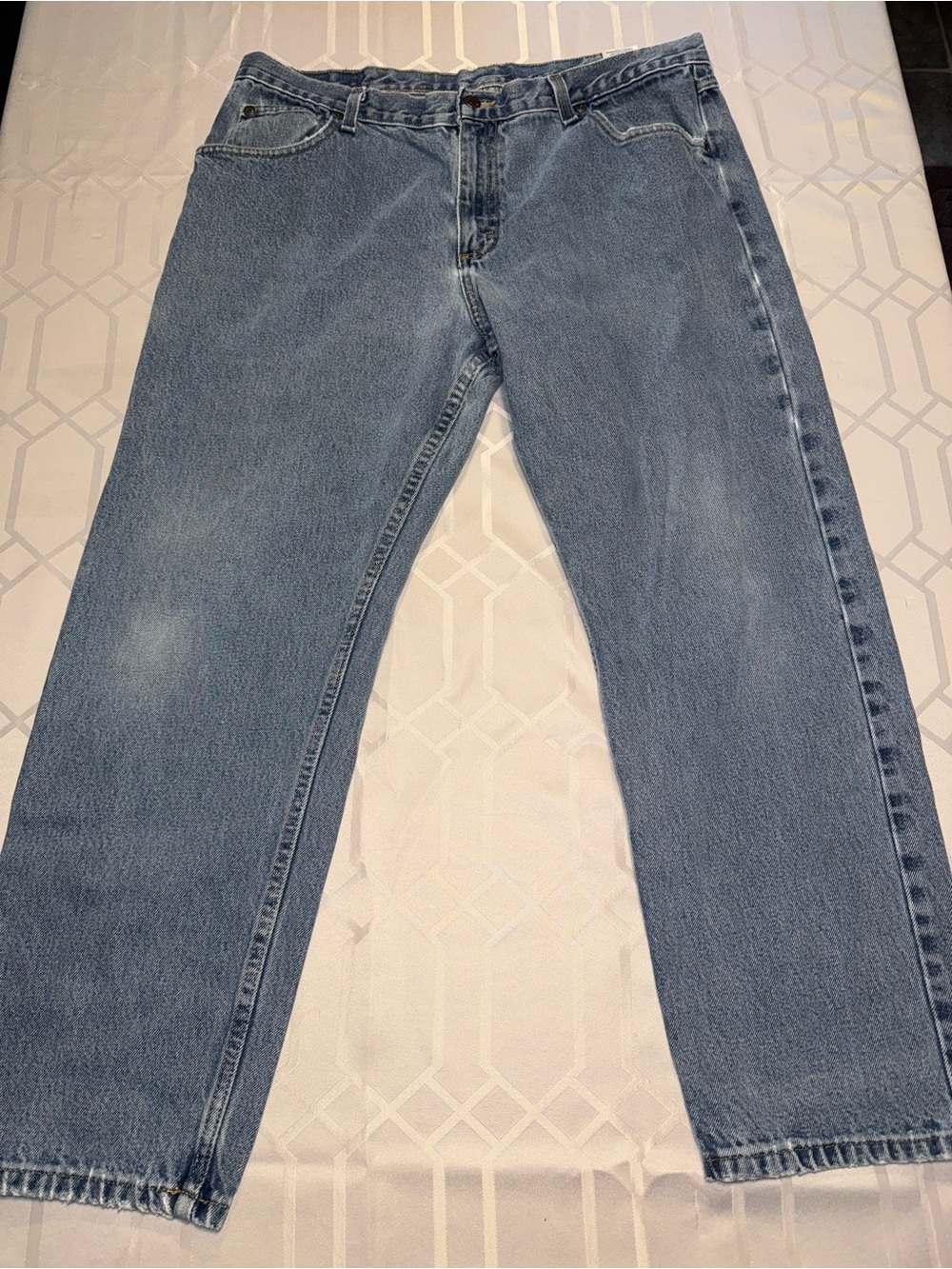Wrangler Men’s Relaxed Fit Jeans in Light Blue Denim